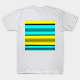 Yellow & Cyan Horizontal Stripes T-Shirt